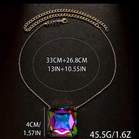 Exaggerated Mystic Fire Silver Crystal Stone Necklace Boho Statement - Picture 7 of 7